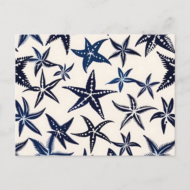 Carte Postale Motif stylo Starfish en bleu (Devant)