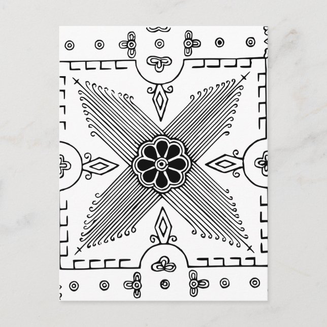 Carte Postale Motif symétrique indonésien de fleurs textiles (Devant)