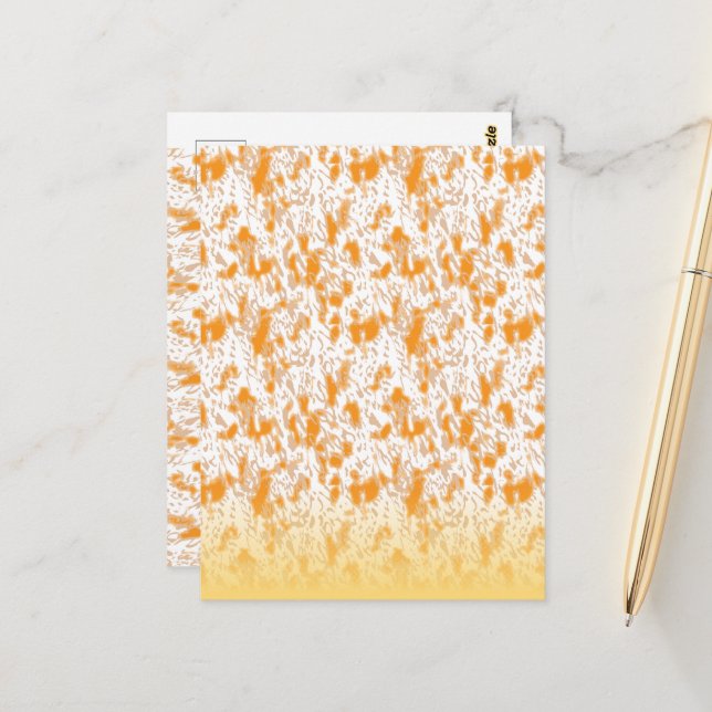 Carte Postale Motif textile avec orange et gol vibrants (Devant/Arrière en situation)