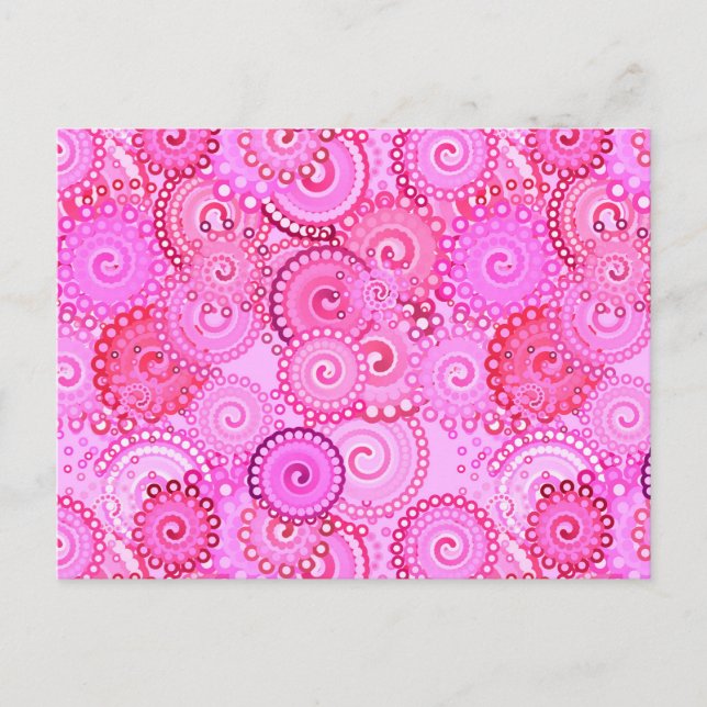 Carte Postale Motif tourbillon fractal, rose et fuchsia (Devant)
