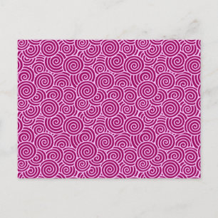 Carte Postale Motif tourbillon japonais - bordeaux et rose pâle