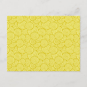 Carte Postale Motif tourbillon japonais - moutarde et jaune clai