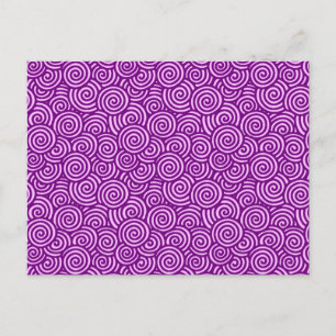 Carte Postale Motif tourbillon japonais - rose orchidée et viole