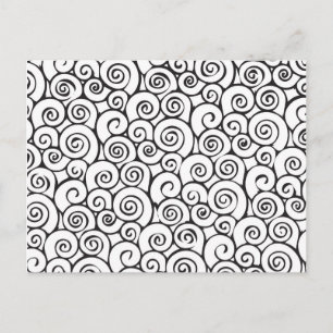 Carte Postale Motif Tourbillonnant moderne noir et blanc