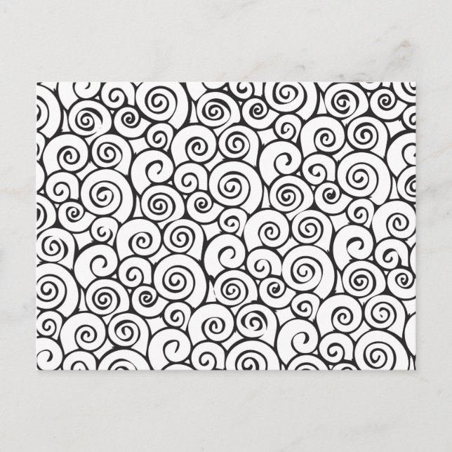 Carte Postale Motif Tourbillonnant moderne noir et blanc (Devant)