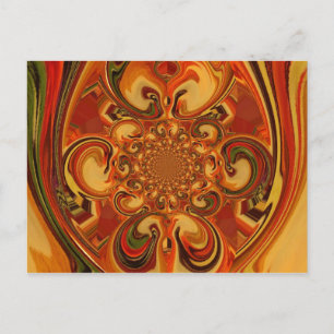 Carte Postale Motif tourbillonnant : Tons d'orange, Brown et ver