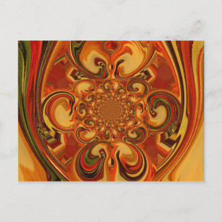 Carte Postale Motif tourbillonnant : Tons d'orange, Brown et ver