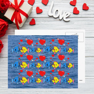 Carte postale Motif Valentine Kissing Fish in Love
