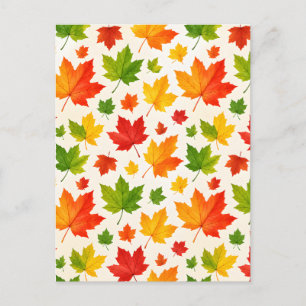 Carte Postale Motif vectoriel sans couture de feuilles d'automne
