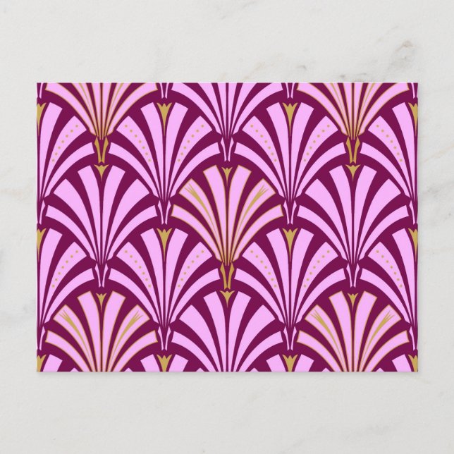 Carte Postale Motif ventilateur Art déco - orchidée et violet (Devant)