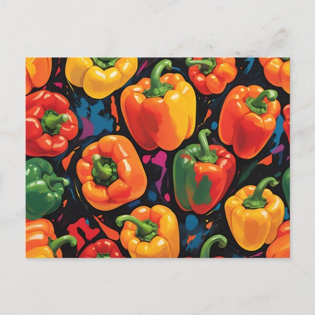 Carte Postale Motif vibrant de poivron dynamique (Devant)