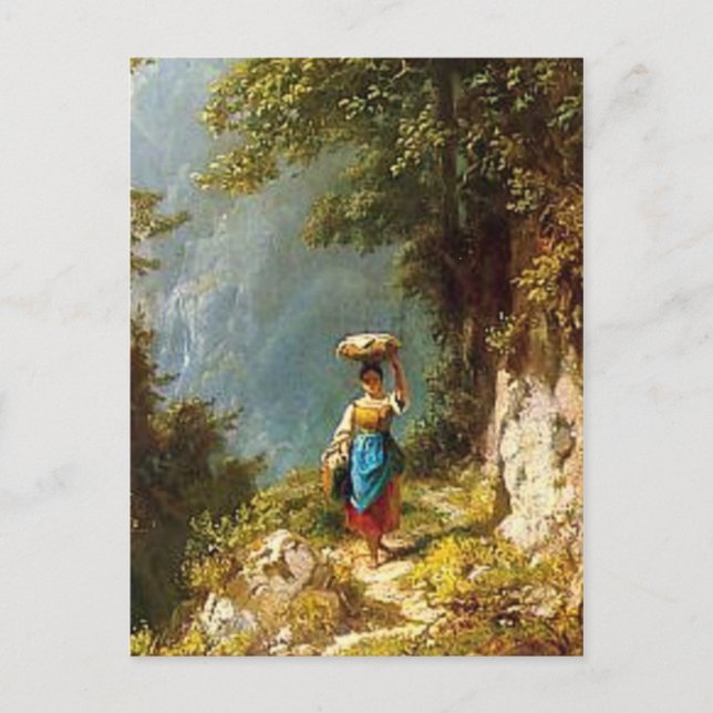 Carte Postale Motif vintage - Dairymaid - Spitzweg (Devant)
