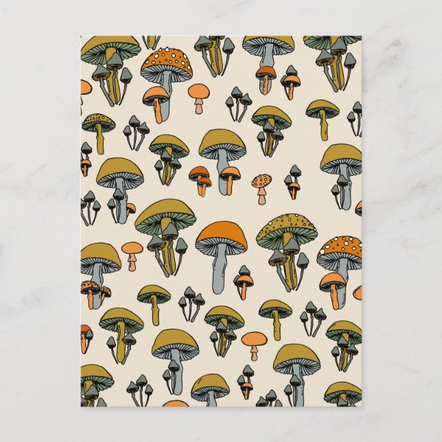Carte Postale Motif vintage de champignons (Devant)