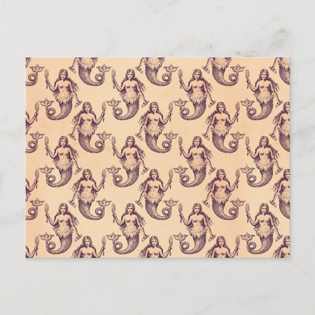 Carte Postale Motif vintage de sirène (Devant)