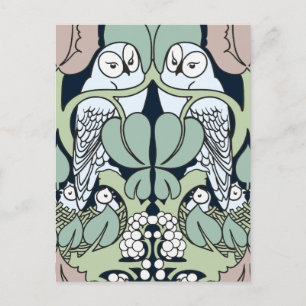 Carte postale Motif Voysey Art Nouveau Owl