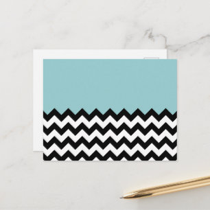 Carte Postale Motif Zigzag noir et blanc, Chevron, Bleu