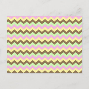 Carte Postale Motif zigzag (rose, vert, jaune et marron)