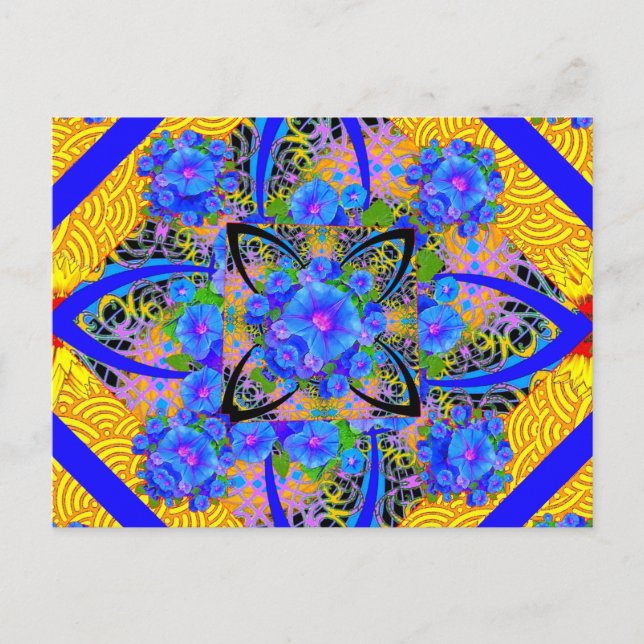 Carte Postale Motifs bleus d'art déco de jaune de gloires de (Devant)