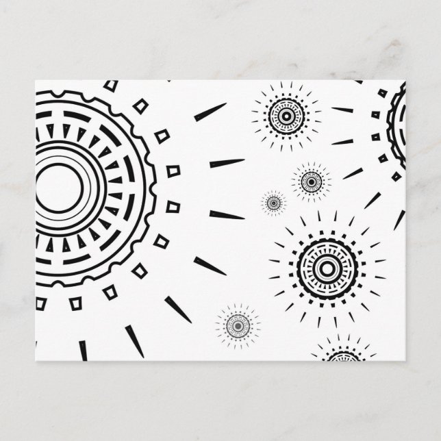 Carte Postale Motifs d'éclats noirs sur fond blanc (Devant)