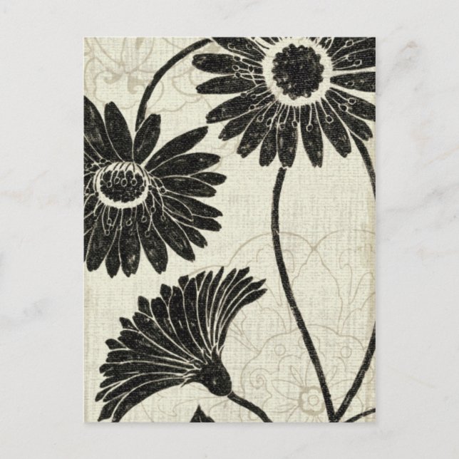 Carte Postale Motifs floraux en noir et blanc (Devant)