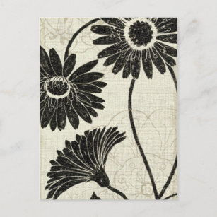 Carte Postale Motifs floraux en noir et blanc