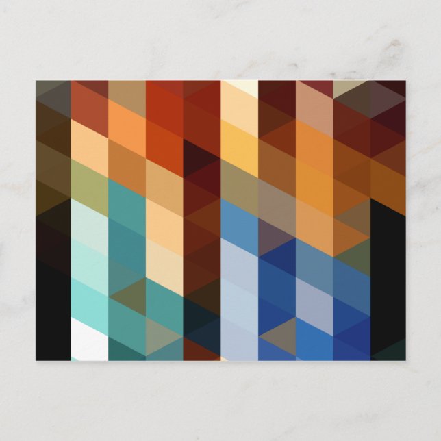 Carte Postale Motifs géométriques | Triangles bleu et orange (Devant)