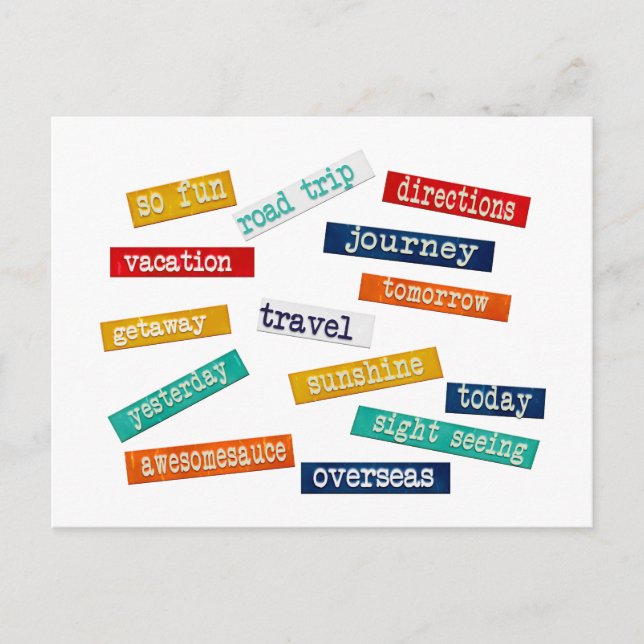 Carte Postale Motivation amusante Vacances Voyage Mots (Devant)