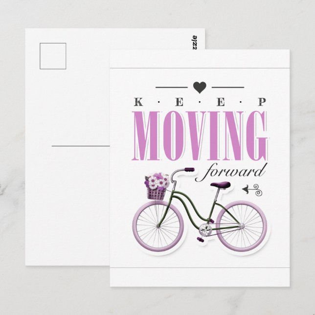 Carte Postale Motivation mignonne continuer à avancer avec le vé (Devant / Derrière)