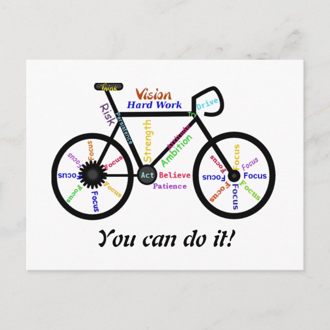 Carte Postale Motivational Bike, vélo, vélo Vous pouvez le faire (Devant)