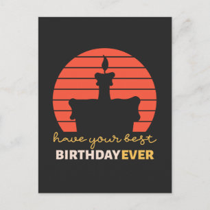 Carte Postale Motivational Joyeux voeux d'anniversaire avec gâte