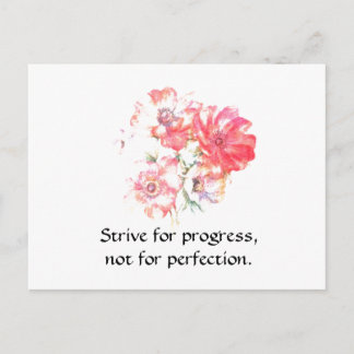 Carte Postale Motivational "Progress" Floral Quote Postcard