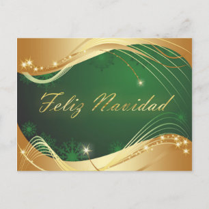 Carte Postale Motivo dorado de Navidad con fondo verde