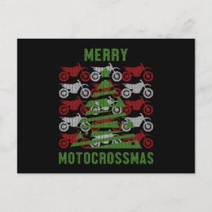 Carte Postale Moto Biker Merry Motocross Noël Cadeau Vélo