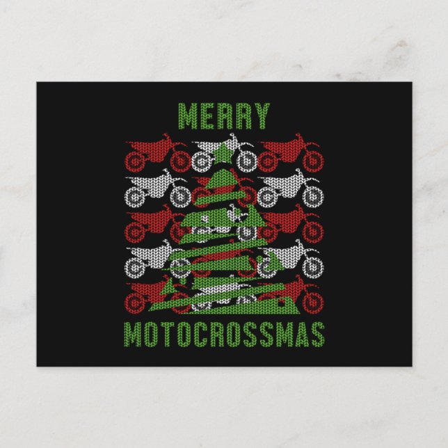 Carte Postale Moto Biker Merry Motocross Noël Cadeau Vélo (Devant)