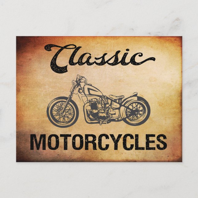 Carte Postale Moto classique avec silhouette vintage (Devant)