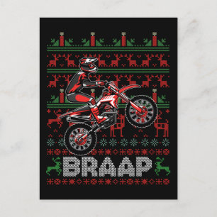 Carte Postale Moto de Noël Motocross Braap Vélo droit