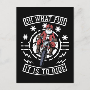 Carte Postale Moto de Noël Santa Claus Biker Papa Bike