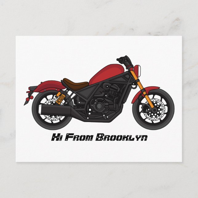 Carte Postale moto de style croiseur cool (Devant)