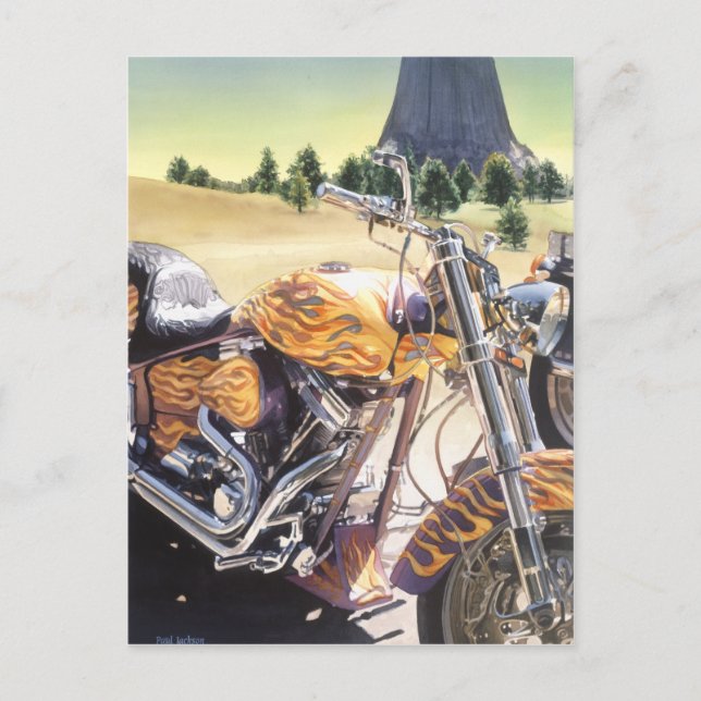 Carte Postale Moto "El Diablo" à l'aquarelle du désert (Devant)