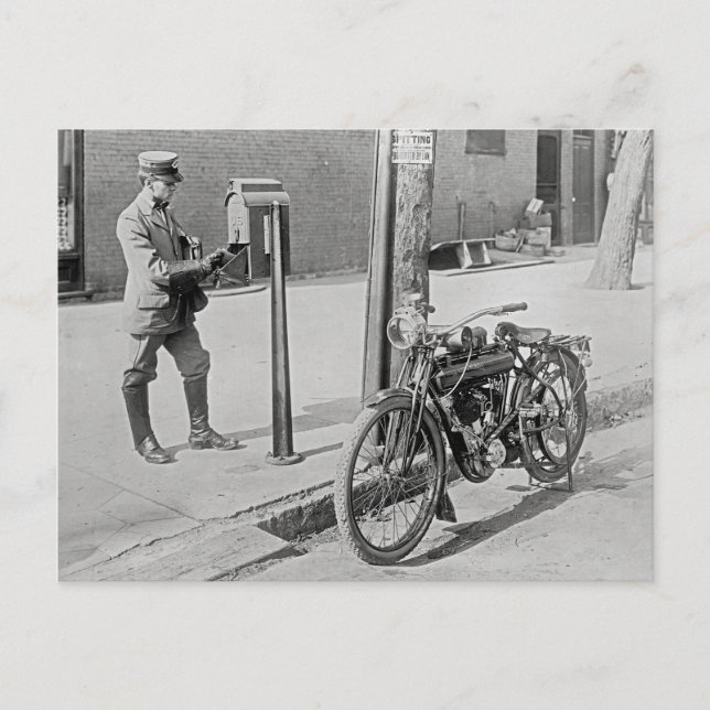 Carte Postale Moto Postman, 1909 (Devant)