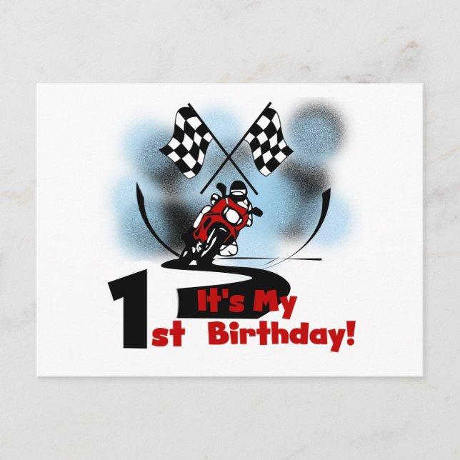 Carte Postale Moto Racing 1er Anniversaire Tshirts et cadeaux (Devant)