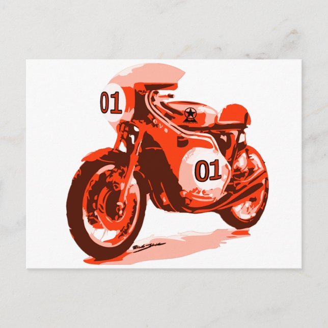Carte Postale Moto Red Vintage Racing (Devant)
