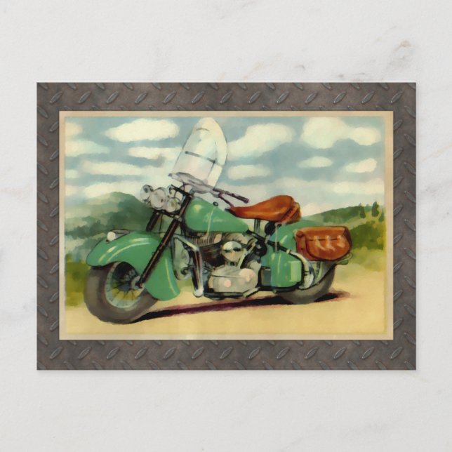 Carte Postale Moto Vintage Aquarelle (Devant)