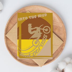 Carte Postale Motocross dirtbike moto-x dans la boue