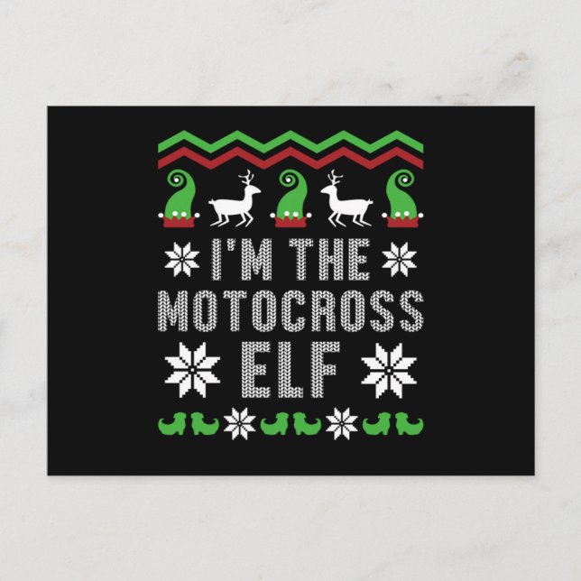 Carte Postale Motocross Elf Motorcycle Ugly Christmas Biker Gift (Devant)