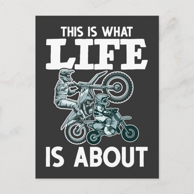 Carte Postale Motocross Famille Père Son Dirt Vélo (Devant)