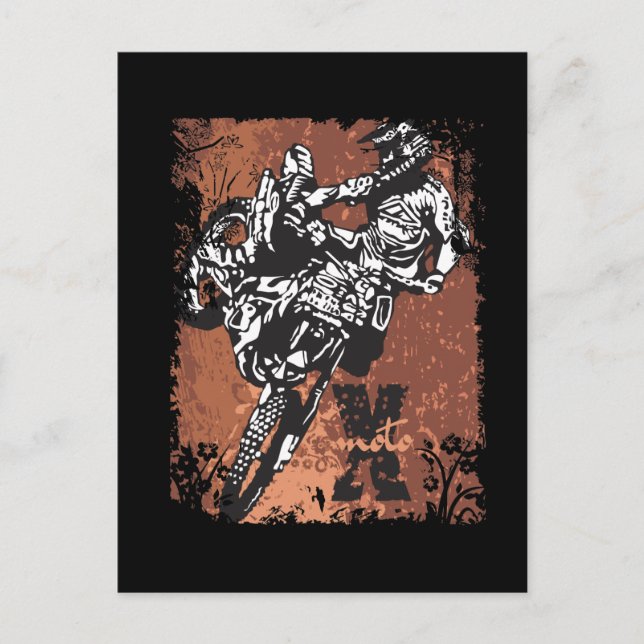 Carte Postale Motocross Grunge (Devant)