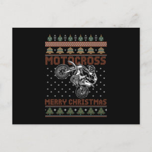 Carte Postale Motocross Merry Christmas Biker Motorcycle Cadeau