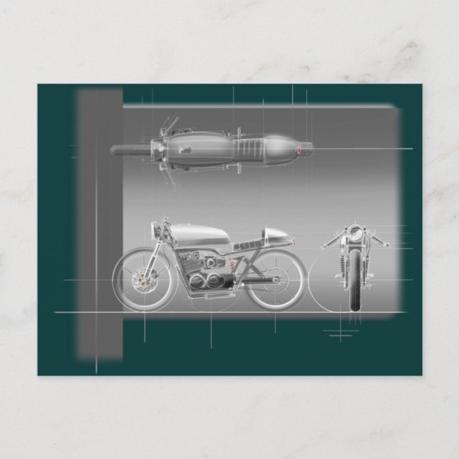 CARTE POSTALE MOTOCYCLE DESIGN ART. (Devant)