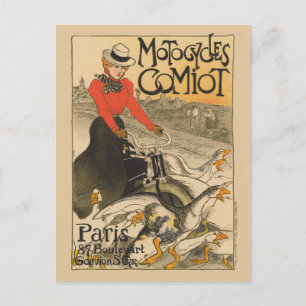Carte Postale Motocycles Comiot France Poster vintage 1899